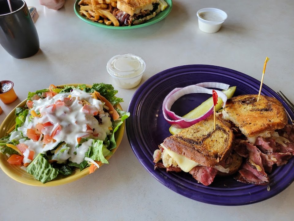 Pastrami Rueben Sandwich with Side Salad